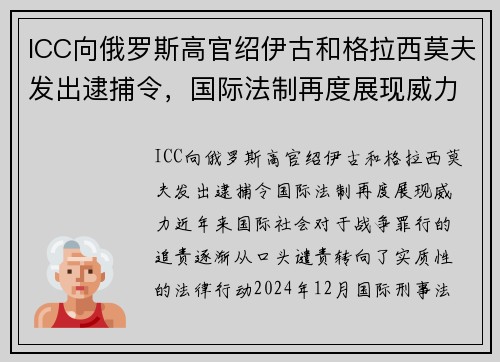 ICC向俄罗斯高官绍伊古和格拉西莫夫发出逮捕令，国际法制再度展现威力